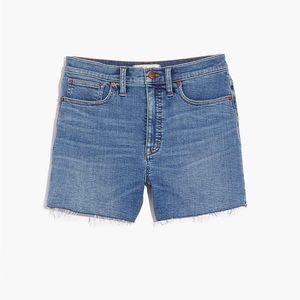 Madewell High-Rise Denim Shorts in Quintell Wash: TENCEL™ Lyocell Edition.